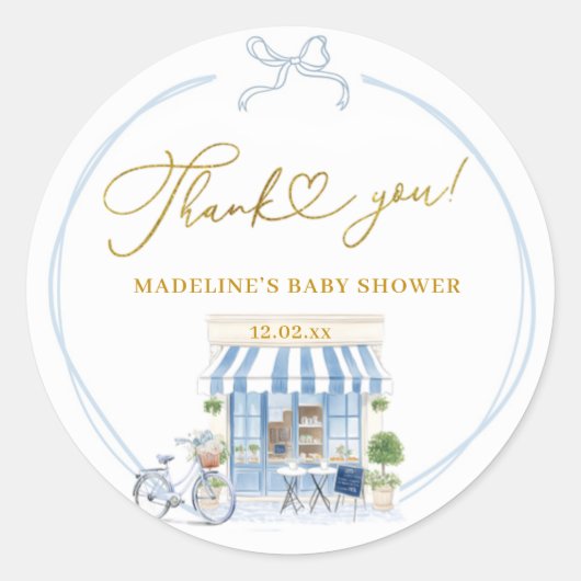 Bonjour bébé Parisan cafe Bedankt Stickers (Voorkant)