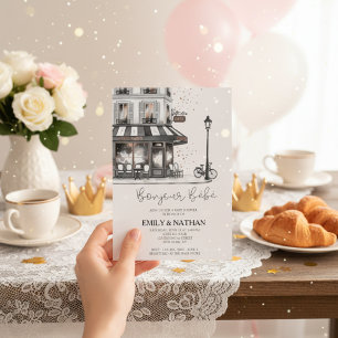 Bonjour Bebe Parisiaans café roze eiffeltoren meis Kaart