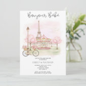 Bonjour Bebe Parisian café pink eiffel tower girls Kaart (Staand voorkant)