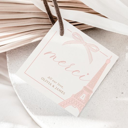 Bonjour Bébé Pink Paris Eiffel Baby shower Bedankjes Labels