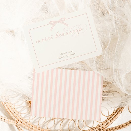 Bonjour Bébé Pink Paris Eiffel Tower Baby Shower Bedankkaart