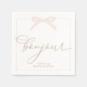 Bonjour Bébé Pink Paris Eiffel Tower Baby Shower Servet (Voorkant)