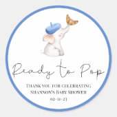 Bonjour Bebe Romantic Baby shower Clas Ronde Sticker (Voorkant)