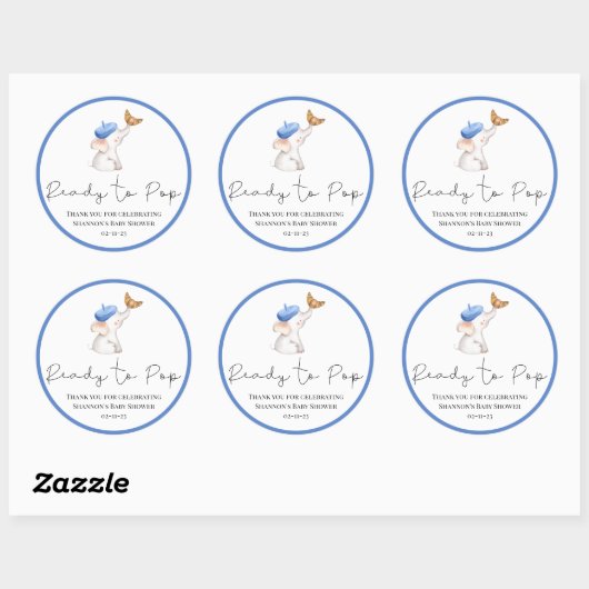 Bonjour Bebe Romantic Baby shower Clas Ronde Sticker (Vel)