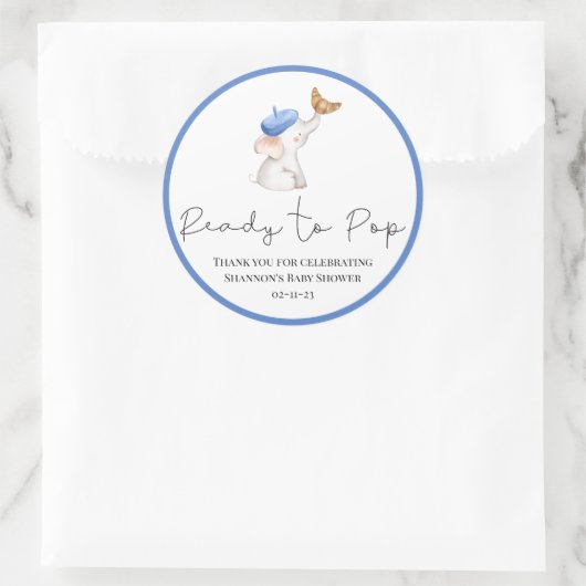 Bonjour Bebe Romantic Baby shower Clas Ronde Sticker (Tas)