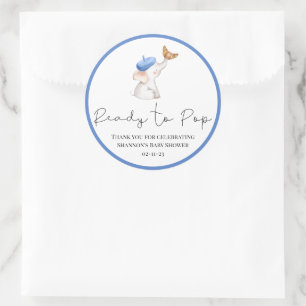 Bonjour Bebe Romantic Baby shower Clas Ronde Sticker