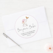 Bonjour Bebe Romantic French Girl Baby Shower Clas Ronde Sticker (Envelop)