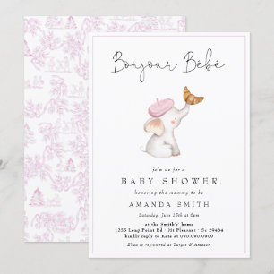 Bonjour Bebe Romantic French Girl Baby shower Kaart