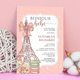 Bonjour Bebe Romantic French Girl Baby shower Kaart