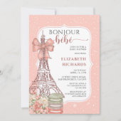 Bonjour Bebe Romantic French Girl Baby shower Kaart (Voorkant)