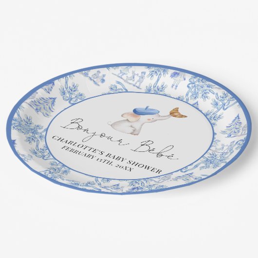 Bonjour Bebe Romantic French Girl Baby shower Pap Papieren Bordje (Gekanteld)