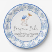 Bonjour Bebe Romantic French Girl Baby shower Pap Papieren Bordje (Voorkant)