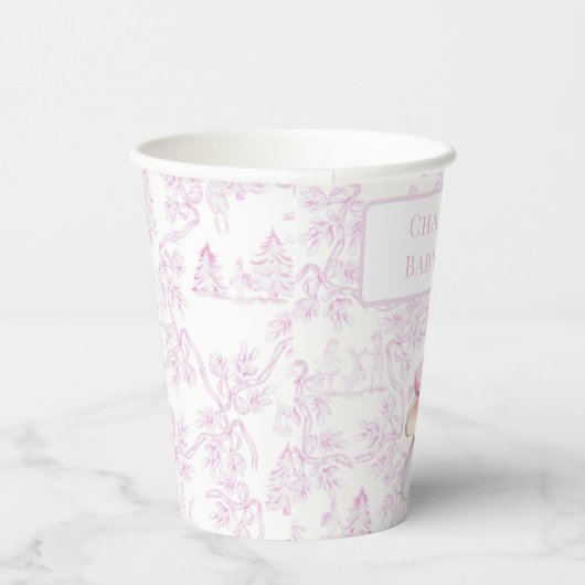 Bonjour Bebe Romantic French Girl Baby shower Papieren Bekers (Rechts)