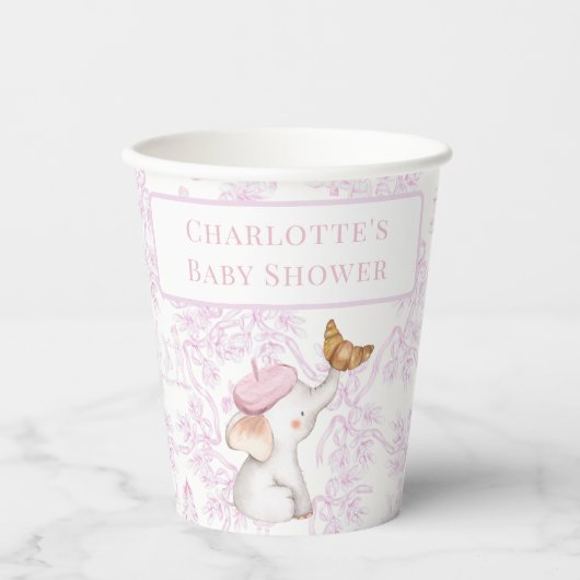 Bonjour Bebe Romantic French Girl Baby shower Papieren Bekers (Voorkant)