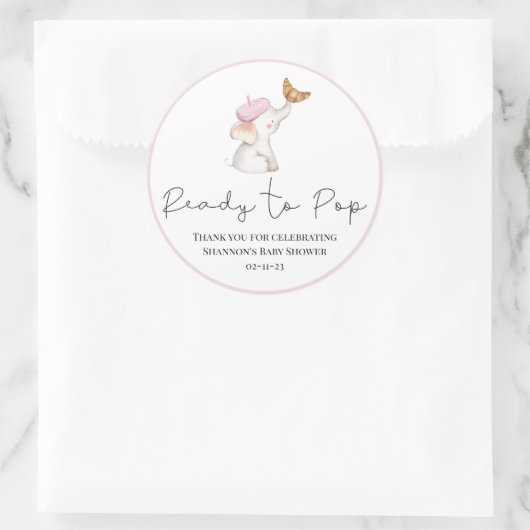 Bonjour Bebe Romantic French Girl Baby shower Ronde Sticker (Tas)