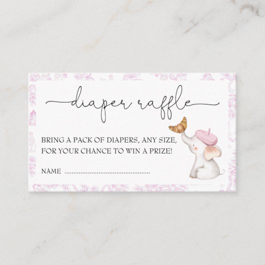 Bonjour Bebe Romantic French Girl Diaper Raffle Informatiekaartje (Voorkant)