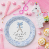 Bonjour Bebe Romantisch Blauw Frans Toile Papieren Bordje (Feest)
