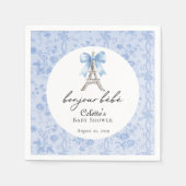 Bonjour Bebe Romantisch Blauw Frans Toile Servet (Voorkant)