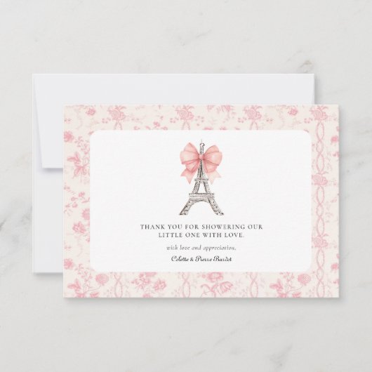 Bonjour Bebe Romantisch Roze Frans Bedankt Card Kaart (Voorkant)