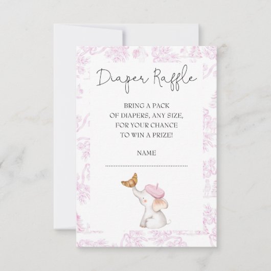 Bonjour Bebe Romantische Franse Meisje Luier Raffl Kaart (Voorkant)