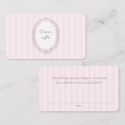 Bonjour Bebe Roze Franse Barokke Luier Raffle Informatiekaartje (Voorkant / Achterkant)