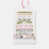 Bonjour Bebe Roze Parijse Cafe Baby Meisje Douche Cadeaulabel (Achterkant)