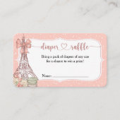 Bonjour Bebe Roze Parijse Luier Raffle Kaart (Voorkant)