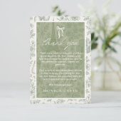 Bonjour Bebe Sage Green Toile Frans Baby shower Bedankkaart (Staand voorkant)