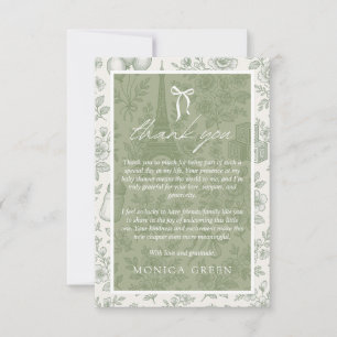 Bonjour Bebe Sage Green Toile Frans Baby shower Bedankkaart