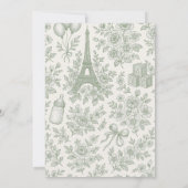 Bonjour Bebe Sage Green Toile Frans Baby shower Kaart (Achterkant)