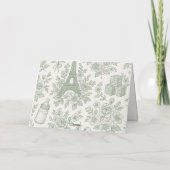 Bonjour Bebe Sage Green Toile French Baby Shower Bedankkaart (Achterkant)