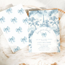 Bonjour Bebe Toile Blauwe Strik Franse Baby Shower