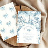 Bonjour Bebe Toile Blue Bow Frans Baby shower Kaart