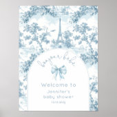 Bonjour bebe Toile de Jouy baby shower Welkom Poster (Voorkant)