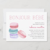 Bonjour Bébé | Uitnodiging Baby shower Macaron (Voorkant)