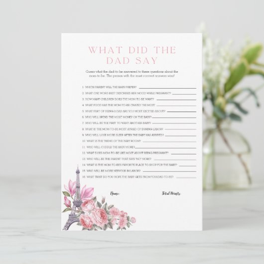 Bonjour Bebe | Wat zei de vader over het Baby show Kaart (Staand voorkant)