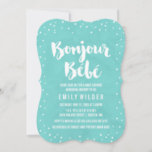 Bonjour Bebe Watercolor Baby Shower Kaart