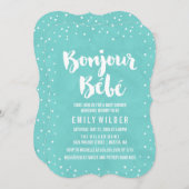 Bonjour Bebe Waterverf Baby shower Kaart (Voorkant / Achterkant)