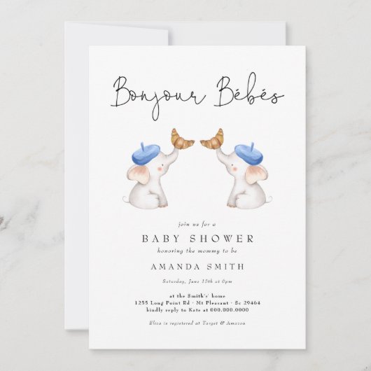 Bonjour Bébés Frans Olifant Jongen Douchetoilet Kaart (Voorkant)