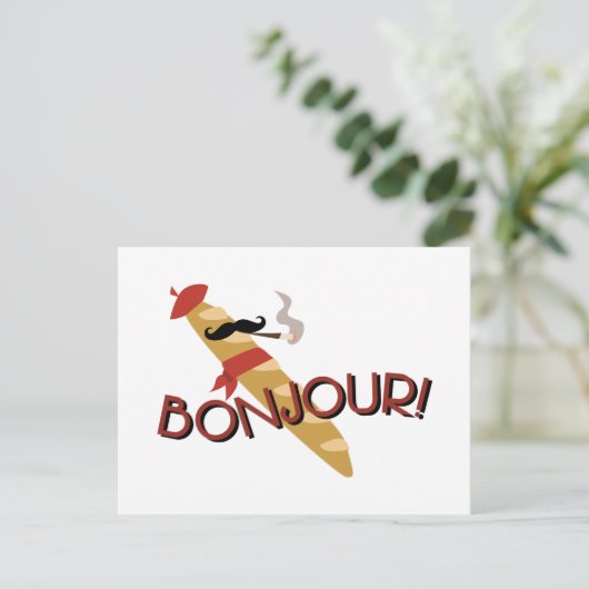 Bonjour. Briefkaart (Staand voorkant)