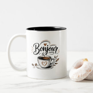 Bonjour Café – Een zachte wake-up call Tweekleurige Koffiemok