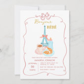 Bonjour Cafe Roze Coquette Baby shower Kaart (Voorkant)