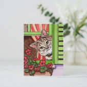 Bonjour cat briefkaart (Staand voorkant)