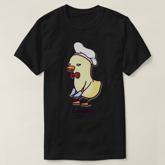 Bonjour Chef Goose - Kawaii Duck met een mes T-shirt (Design voorkant)