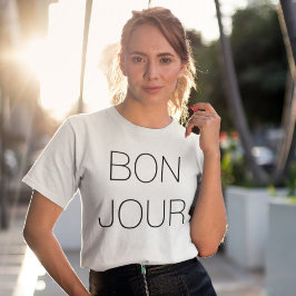 Bonjour Cool Minimal Typografie T-shirt