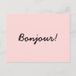 Bonjour Cream Ivory Modern Script Ontwerp Briefkaart