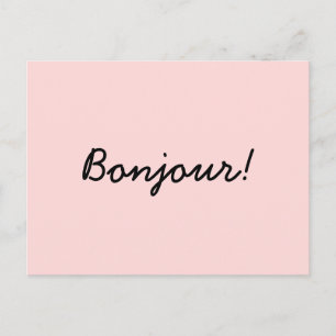 Bonjour Cream Ivory Modern Script Ontwerp Briefkaart