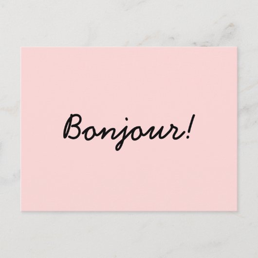 Bonjour Cream Ivory Modern Script Ontwerp Briefkaart (Voorkant)