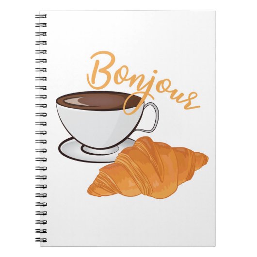 Bonjour Croissant Coffee Breakfast - Franse Cafe Notitieboek (Voorkant)