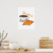 Bonjour Croissant Coffee Breakfast - Franse Cafe Poster (Keuken)
